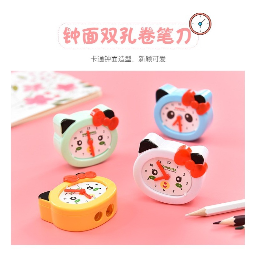 可愛卷筆刀小學生削鉛筆轉筆刀迷你創意鬧鐘雙孔削筆器學生用文具-細節圖6