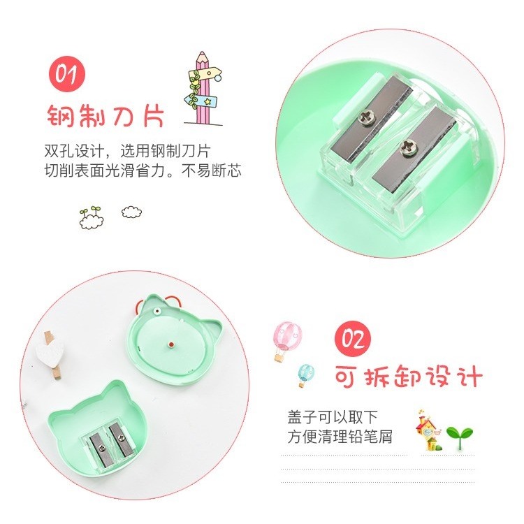 可愛卷筆刀小學生削鉛筆轉筆刀迷你創意鬧鐘雙孔削筆器學生用文具-細節圖10