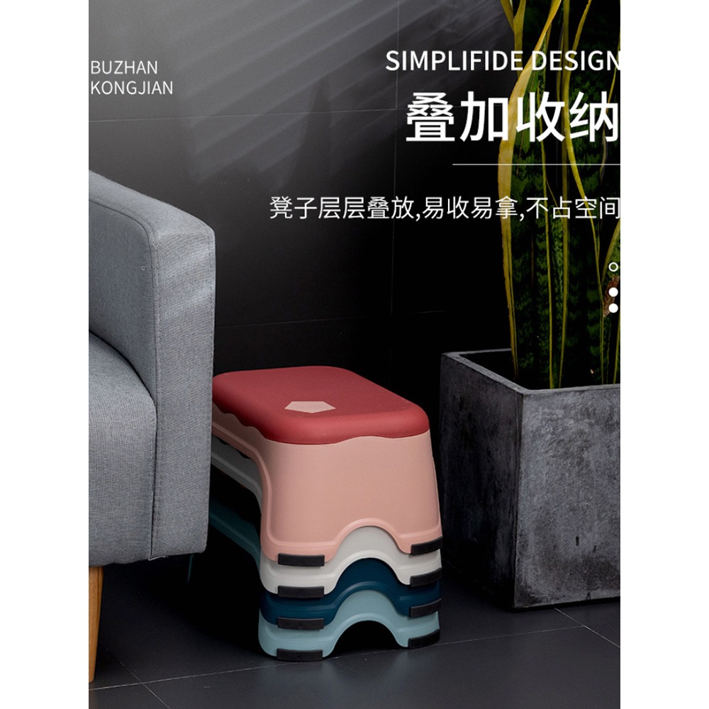 塑料小凳子家用可疊放輕奢兒童板凳創意可愛浴室洗澡矮凳寶寶方凳-細節圖2