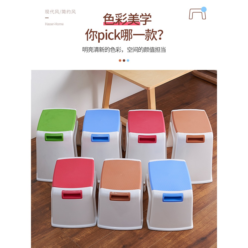塑料小凳子家用矮凳兒童板凳可疊放方凳成人客廳茶幾浴室洗澡登子-細節圖2