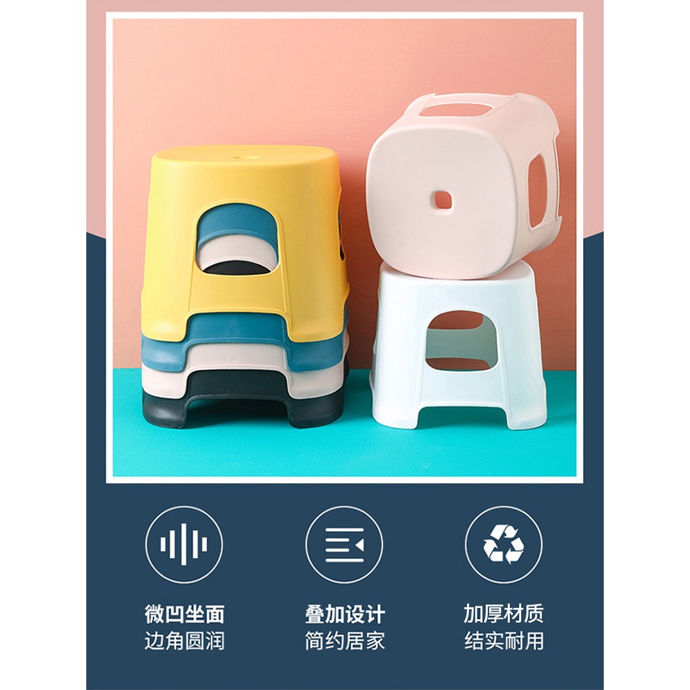 塑料小凳子家用加厚簡約創意圓板凳大人結實客廳浴室洗澡兒童矮凳-細節圖3