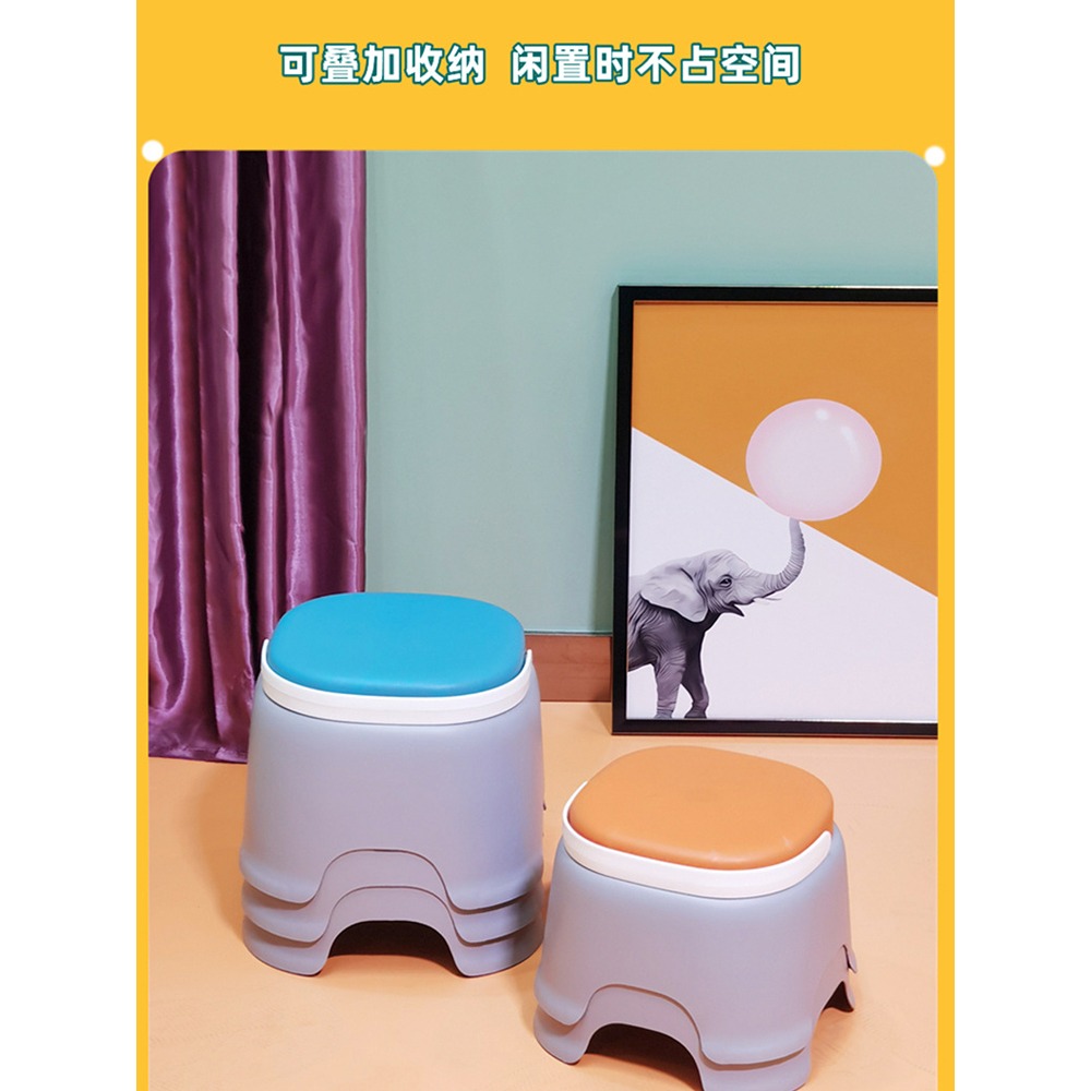 小板凳家用兒童矮凳客廳加厚塑料凳子茶幾圓凳創意防滑洗澡浴室凳-細節圖2