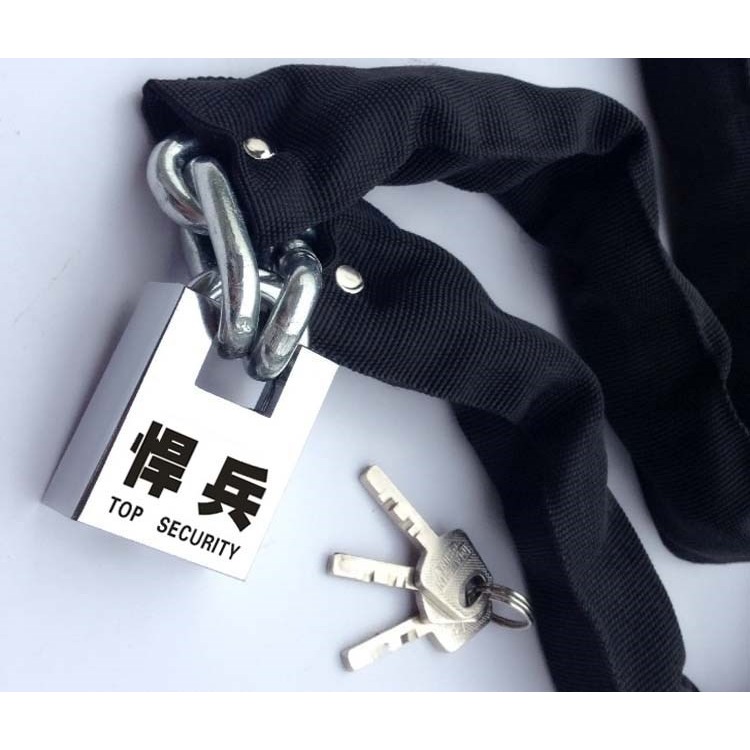 加粗鐵鏈鎖加長帶布鏈條鎖防盜鎖電動車鎖山地車鏈鎖玻璃門鎖-細節圖3
