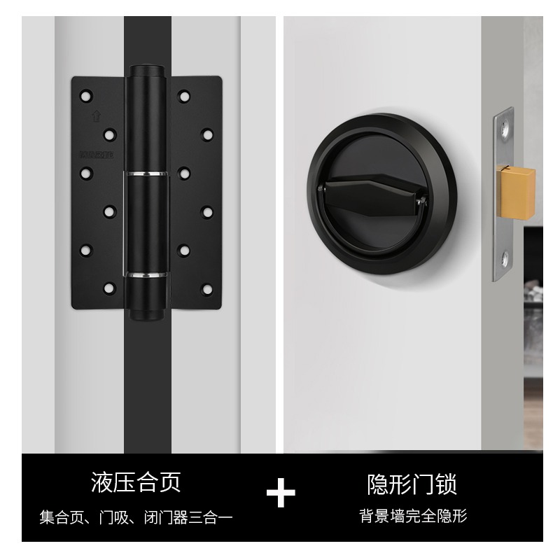 MARIE瑪麗 隱形門鎖閉鎖 隱藏式無把手暗鎖單面防盜圓鎖拉環式-細節圖5