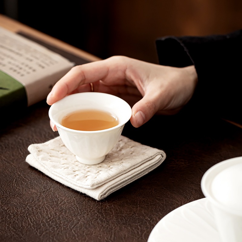 主人杯單杯女 功夫小茶杯德化白瓷茶碗個人專用蓮花茶盞品茗杯S-細節圖5