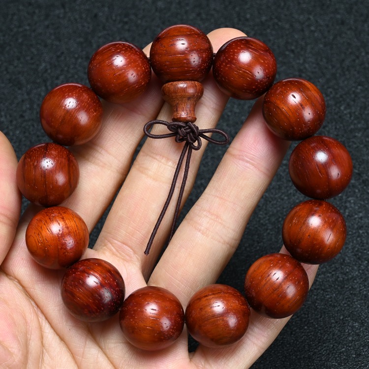 天然巴西貓眼紫檀 20mm紅花梨佛珠 小葉紅檀木男女情侶手串文玩-細節圖7