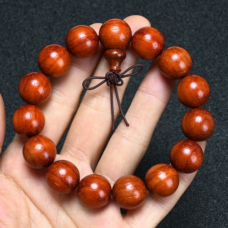 天然巴西貓眼紫檀 20mm紅花梨佛珠 小葉紅檀木男女情侶手串文玩-細節圖8