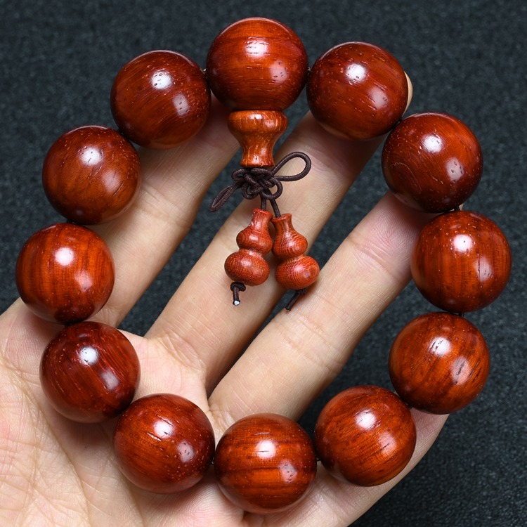 天然巴西貓眼紫檀 20mm紅花梨佛珠 小葉紅檀木男女情侶手串文玩-細節圖9