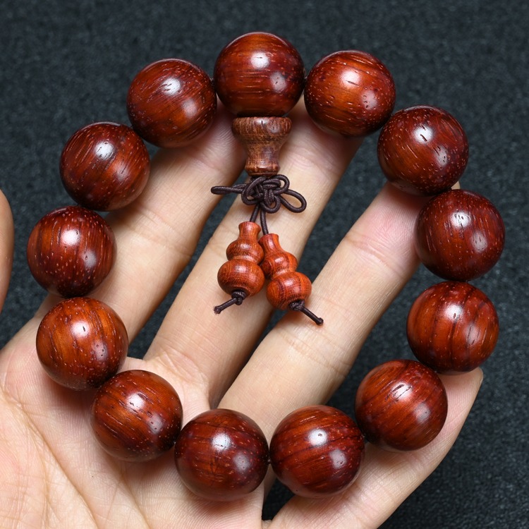 天然巴西貓眼紫檀 20mm紅花梨佛珠 小葉紅檀木男女情侶手串文玩-細節圖10