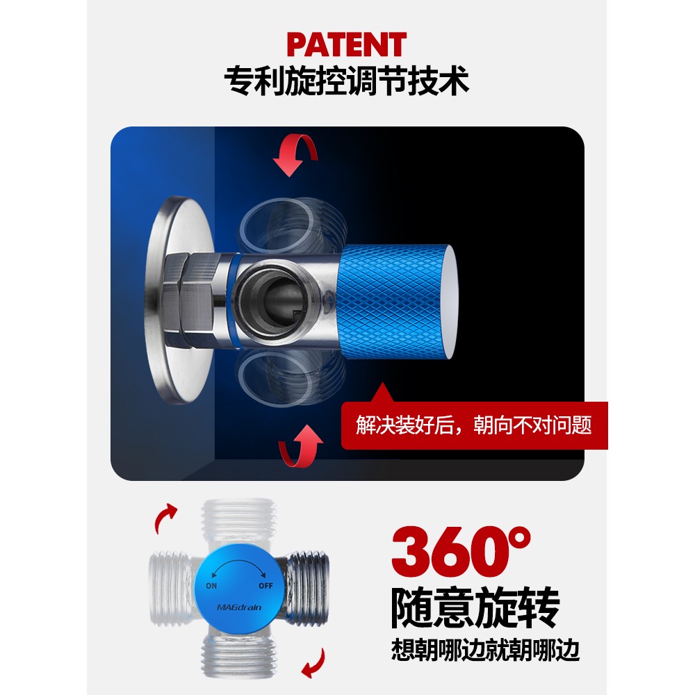 馬桶閥全銅角閥冷熱家用熱水器水閥分水器三通閥加長開關加厚閥門-細節圖3