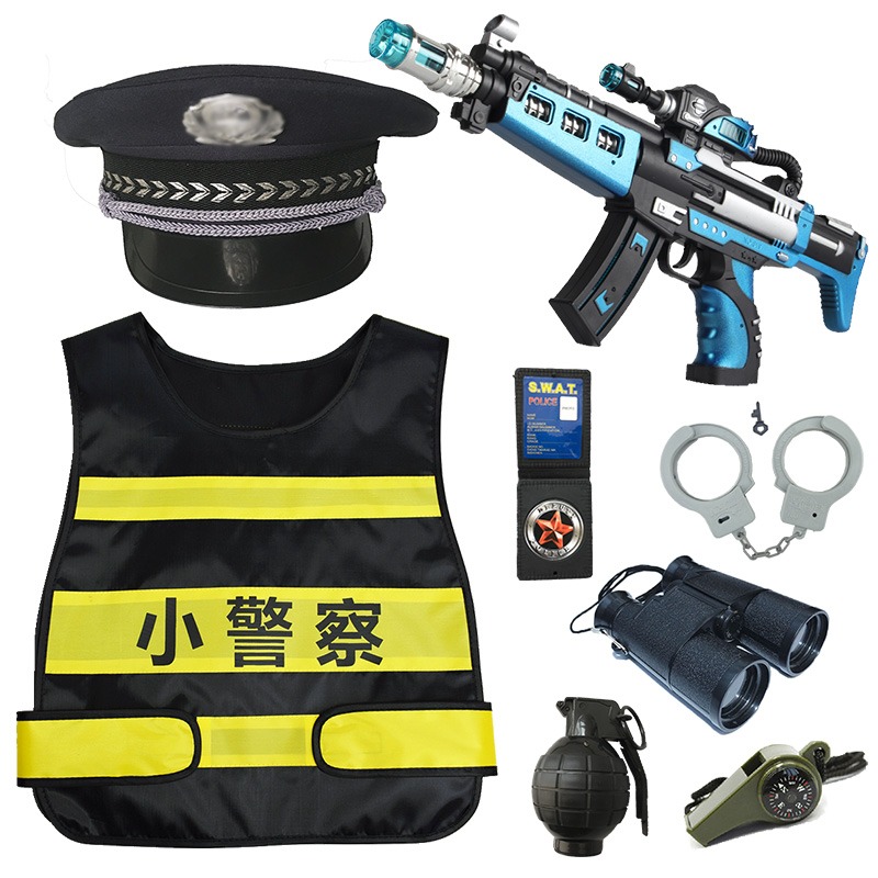 兒童小警察玩具套裝黑貓警長過家家男孩益智裝備道具聲光玩具槍男-細節圖7