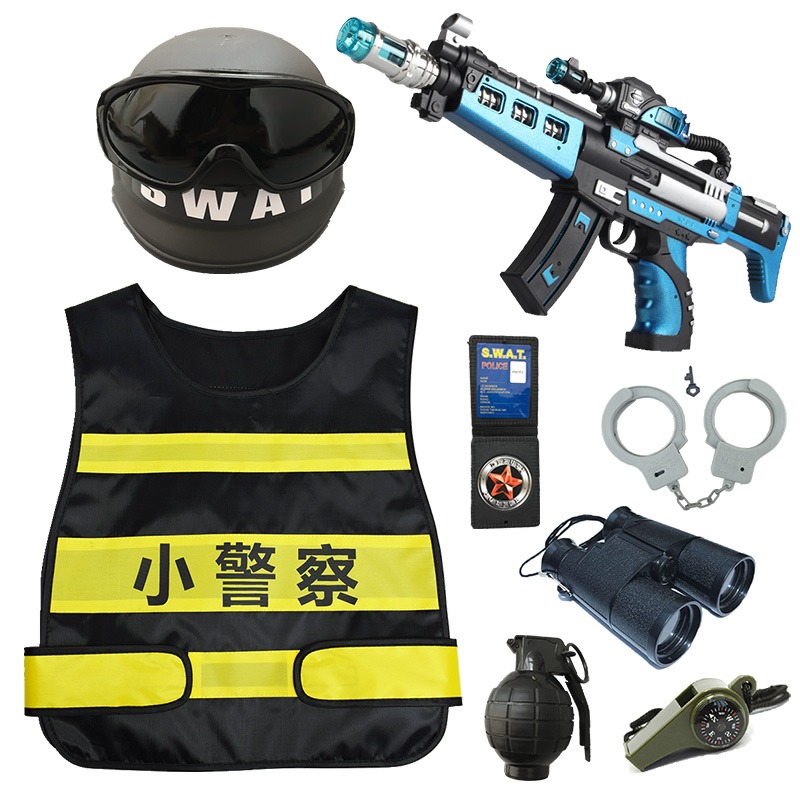 兒童小警察玩具套裝黑貓警長過家家男孩益智裝備道具聲光玩具槍男-細節圖9