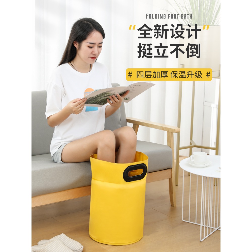 可折疊泡腳桶家用深洗腳盆過小腿便攜式宿舍足浴桶燻蒸泡腳袋神器-細節圖5