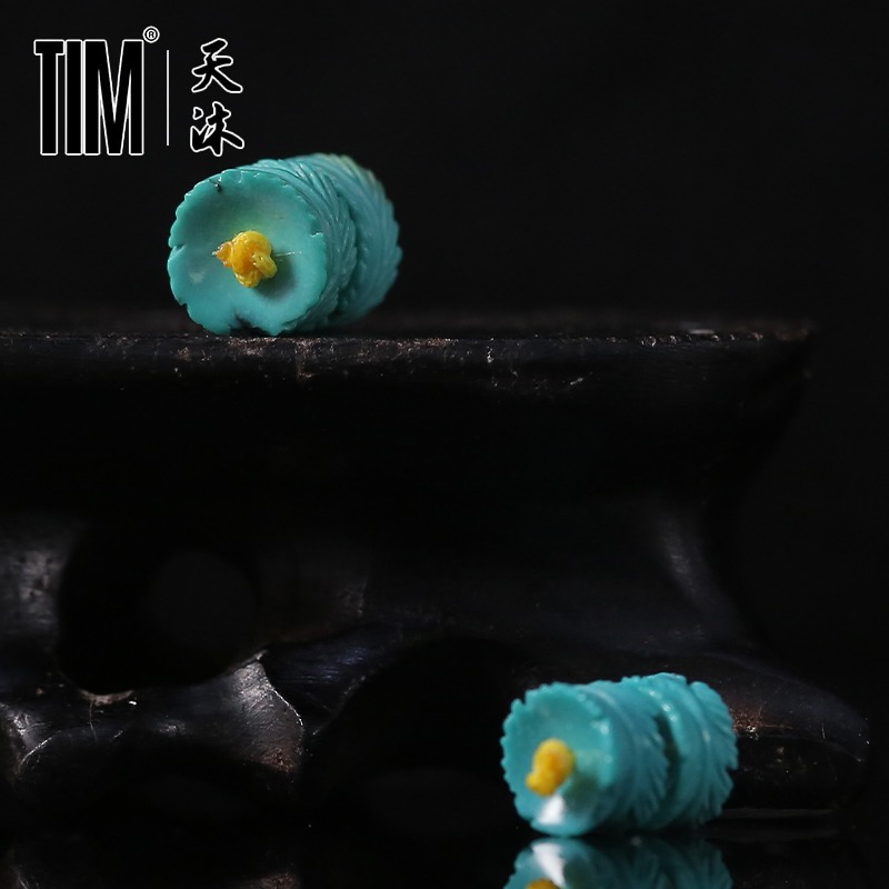 TIM原礦綠松石羽毛對珠隔珠手串手鏈腰珠金剛星月菩提配飾-細節圖2
