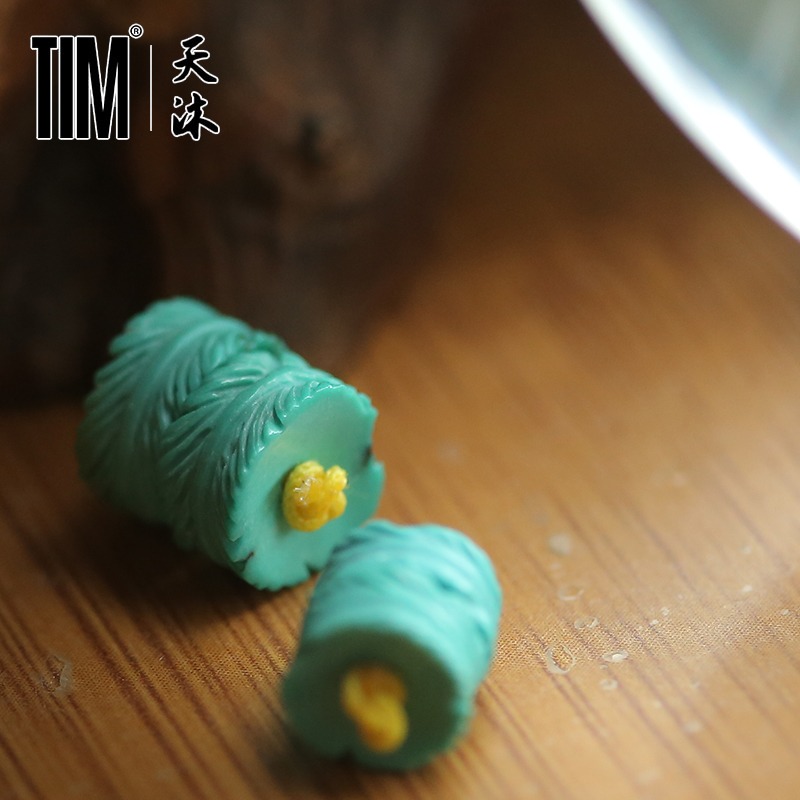 TIM原礦綠松石羽毛對珠隔珠手串手鏈腰珠金剛星月菩提配飾-細節圖4
