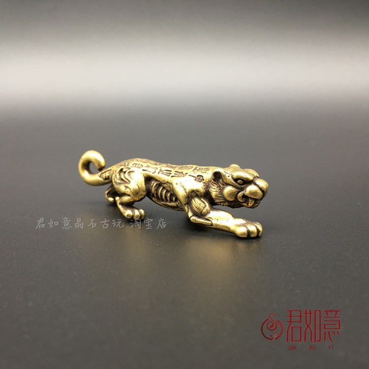 實心銅生肖虎掛件黃銅小老虎仿古虎符銅老虎走虎小擺件銅鑰匙扣-細節圖2