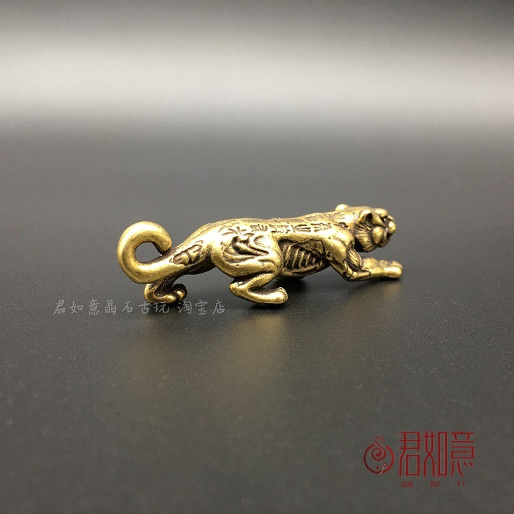 實心銅生肖虎掛件黃銅小老虎仿古虎符銅老虎走虎小擺件銅鑰匙扣-細節圖3