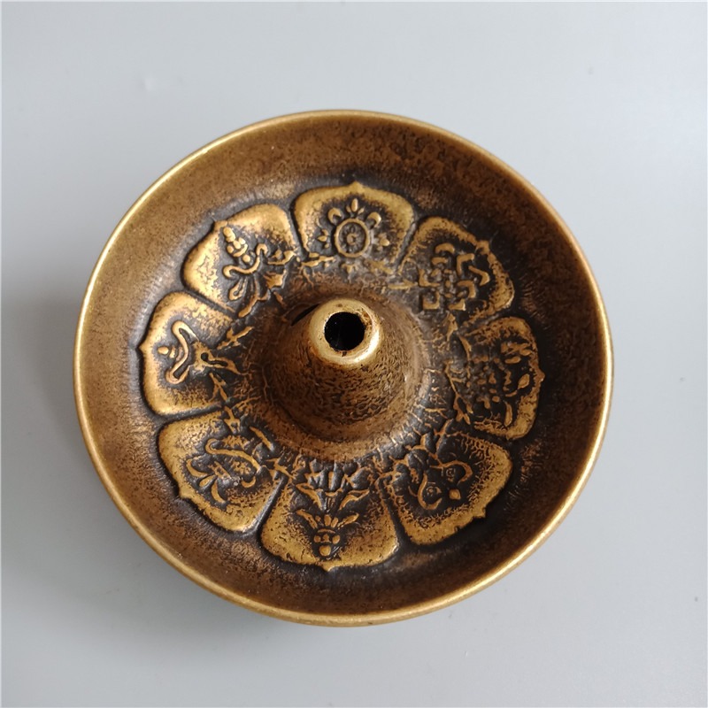 仿古黃銅八寶油燈純銅老式油燈盞七星油燈家用佛堂供奉用品擺件-細節圖3