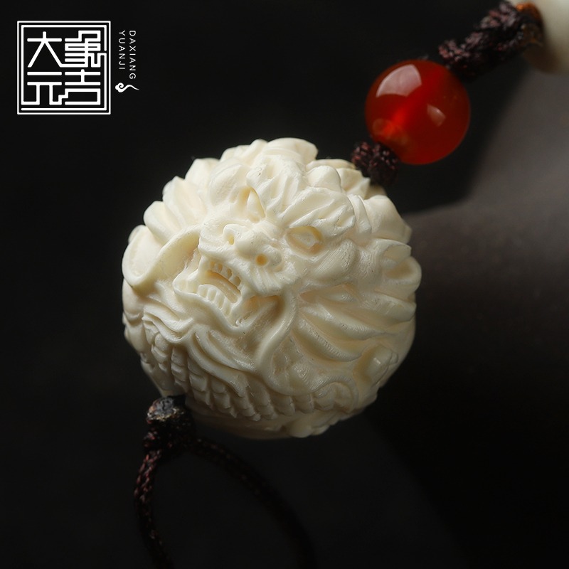 猛?象牙龍珠圓珠散珠手串金剛星月隔珠頂珠菩提背雲文玩手鏈配飾-細節圖3