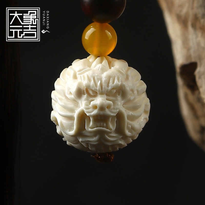 猛?象牙龍珠圓珠散珠手串金剛星月隔珠頂珠菩提背雲文玩手鏈配飾-細節圖4