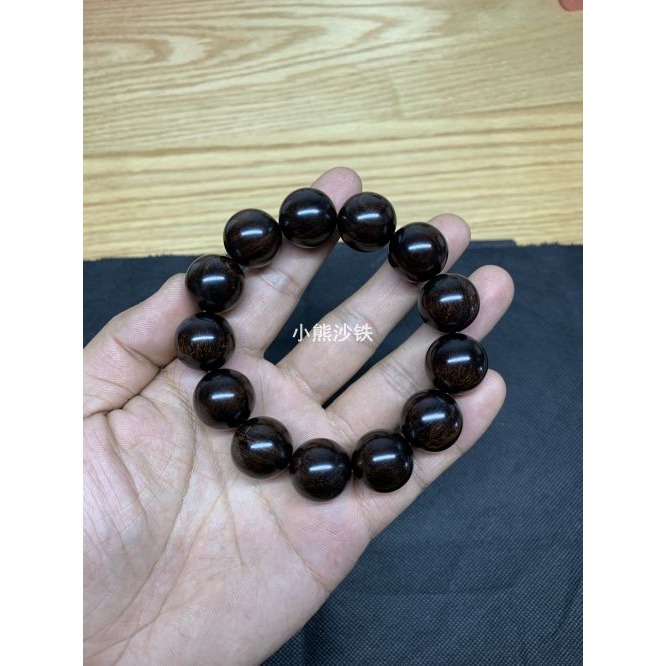 精品【小熊沙鐵】美國沙漠鐵木黑金手串手持佛珠念珠純黑非常漂亮-細節圖2