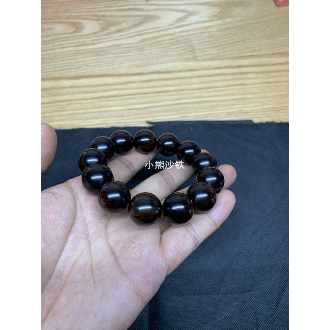 精品【小熊沙鐵】美國沙漠鐵木黑金手串手持佛珠念珠純黑非常漂亮-細節圖3