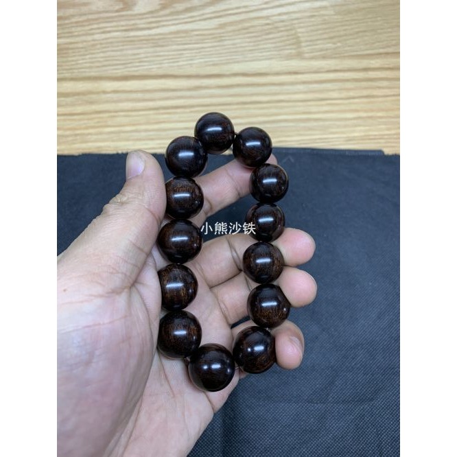 精品【小熊沙鐵】美國沙漠鐵木黑金手串手持佛珠念珠純黑非常漂亮-細節圖4