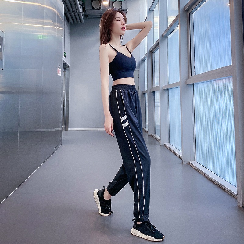 束腳運動褲女寬松速幹顯瘦秋季薄款九分跑步健身褲春秋高腰瑜伽褲-細節圖2