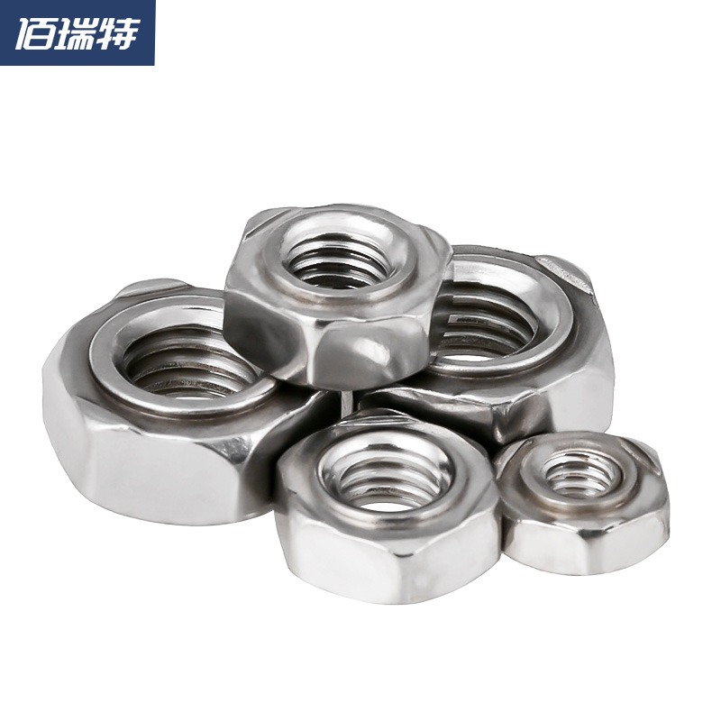 304不銹鋼六角焊接螺母臺階點焊螺帽有無焊點螺絲帽M3M4M5M6M8M12-細節圖3