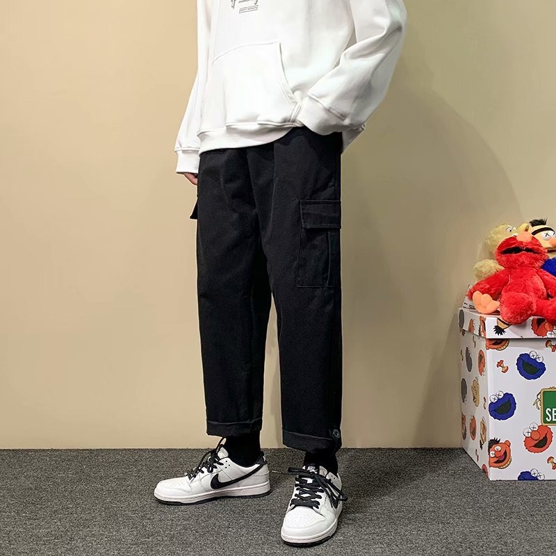 機能炸街九分工裝褲男士潮流夏季直筒寬松垂感闊腿潮流休閑老爹褲-細節圖2