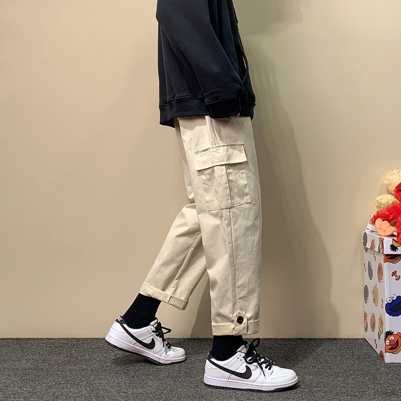 機能炸街九分工裝褲男士潮流夏季直筒寬松垂感闊腿潮流休閑老爹褲-細節圖3