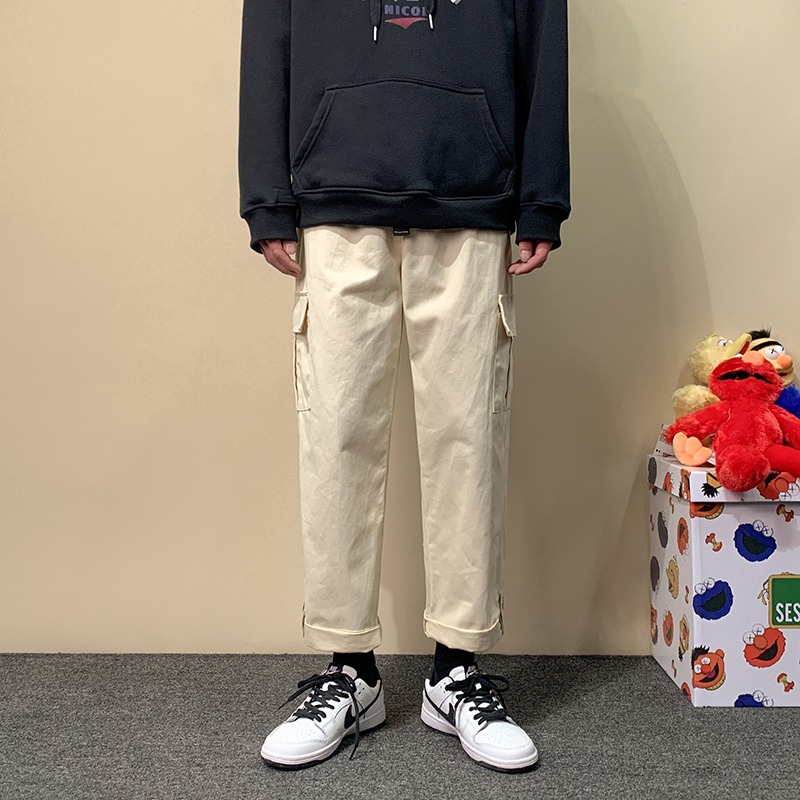 機能炸街九分工裝褲男士潮流夏季直筒寬松垂感闊腿潮流休閑老爹褲-細節圖4