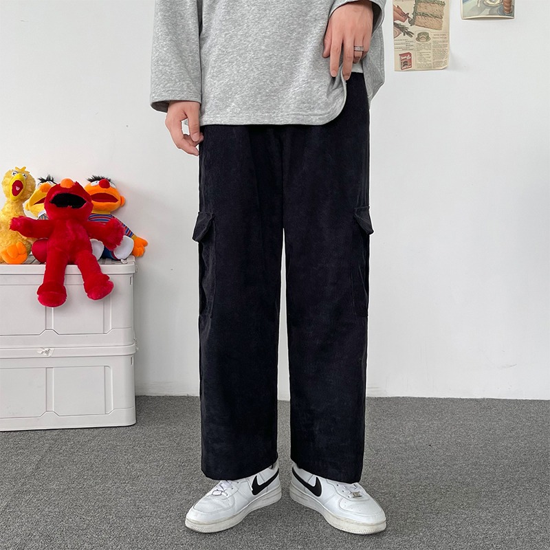 九分休閑工裝褲男ins潮春夏季薄款青少年直筒垂感闊腿寬松老爹褲-細節圖3