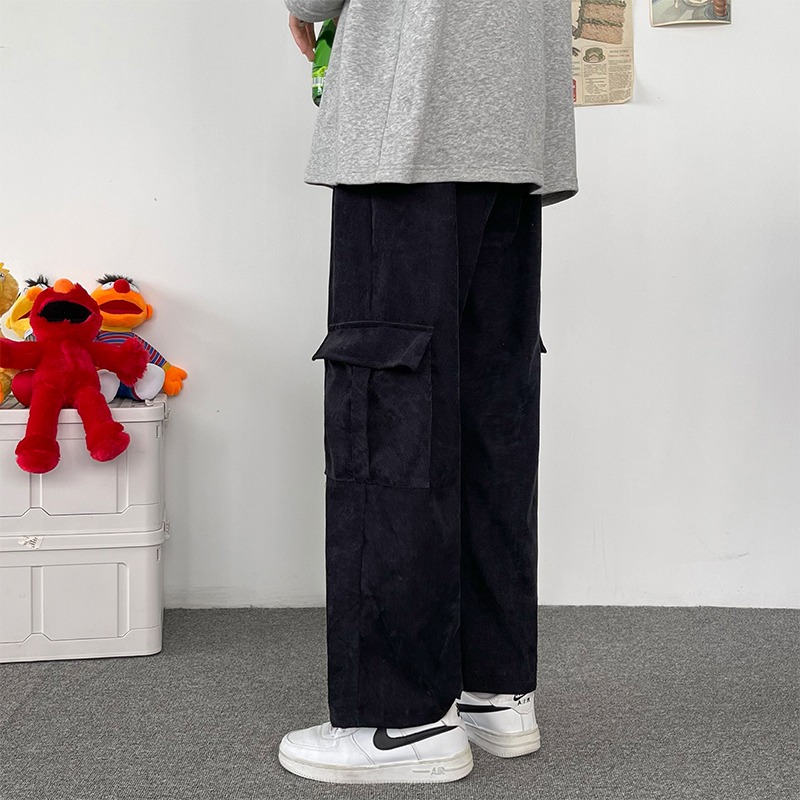 九分休閑工裝褲男ins潮春夏季薄款青少年直筒垂感闊腿寬松老爹褲-細節圖4