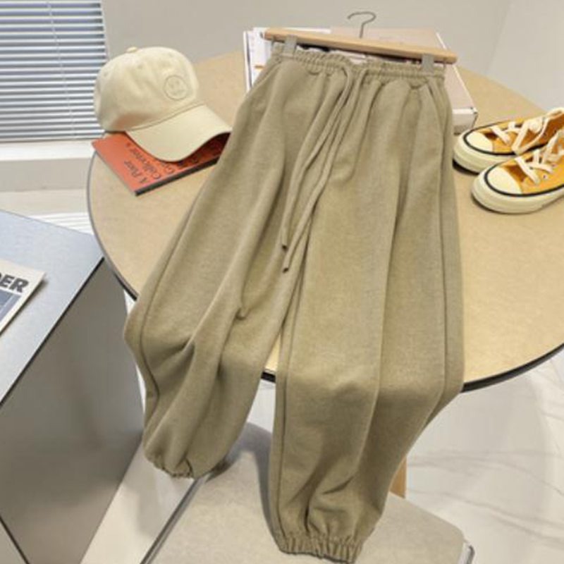 撤櫃女裝剪標品牌折扣磨毛坑條抽繩百搭顯瘦九分休閑束腳褲哈倫褲-細節圖2