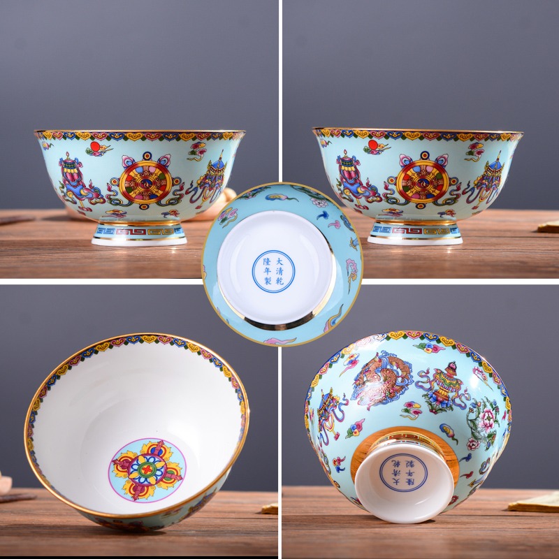 景德鎮家用陶瓷大號湯麪碗描金仿古骨瓷米飯碗單個中式泡麪碗粥碗-細節圖5
