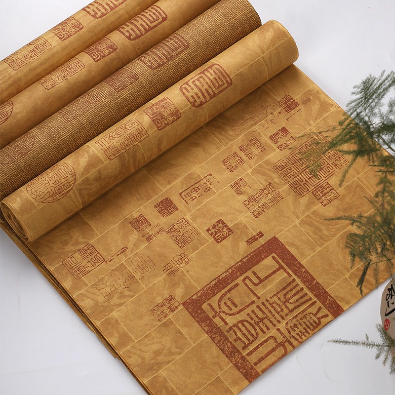 【草木堂】王羲之蘭亭序復古創作宣紙國展書法專用紙半生熟仿古磚紋絹紋古車馬麻紋四尺對開作品紙行書宣紙-細節圖3