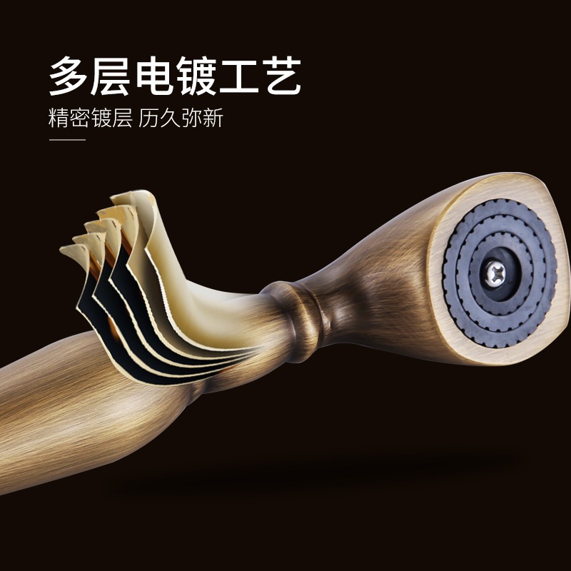 歐式復古浴室花灑噴頭軟管衛生間洗澡淋浴手持蓮蓬頭仿古配件通用-細節圖4
