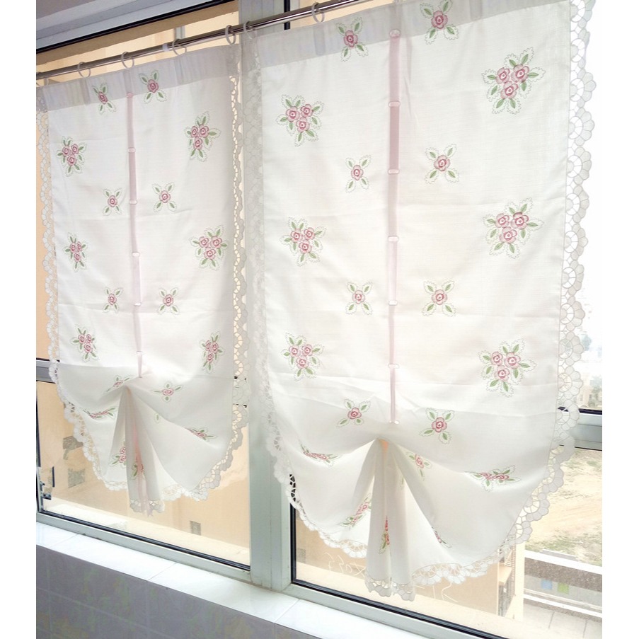 特價包郵韓式刺繡提拉簾升降羅馬簾氣球簾臥室客廳飄窗窗簾成品-細節圖2