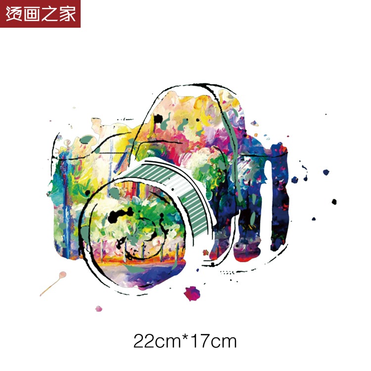 抽象水墨相機卡通貼 中國風燙畫貼 熱轉印街舞流行bf風格潮流印花-細節圖2
