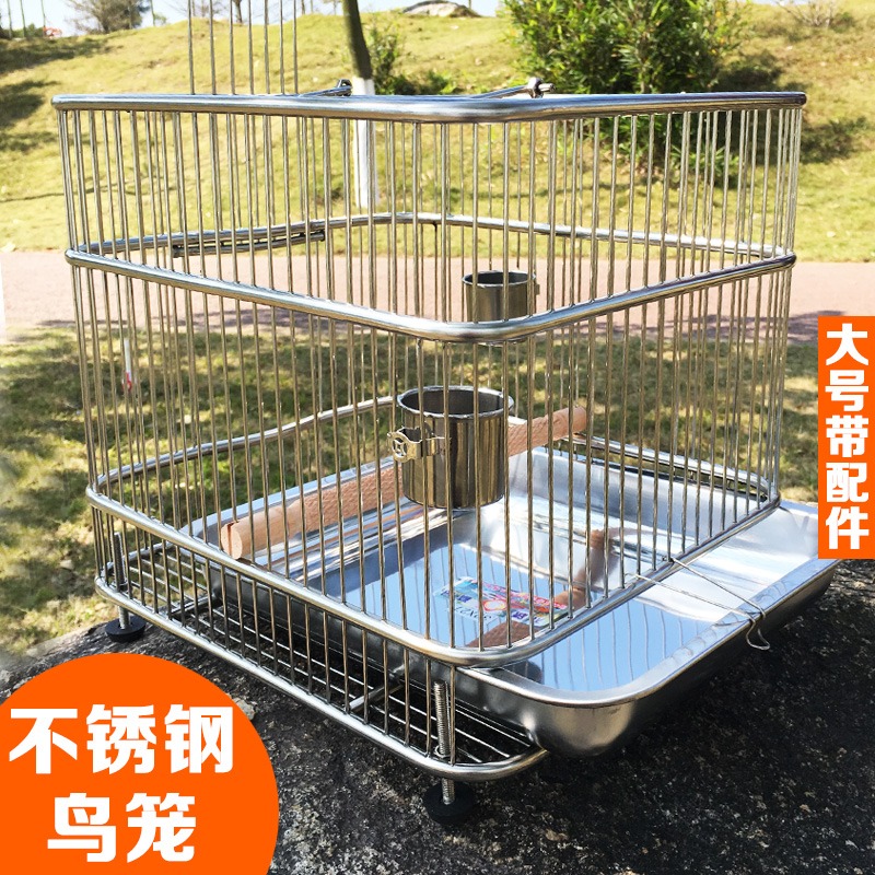 升級版不銹鋼洗澡籠 畫眉繡眼八哥鷯哥裕籠 鸚鵡鳥籠竹 四角方籠-細節圖2
