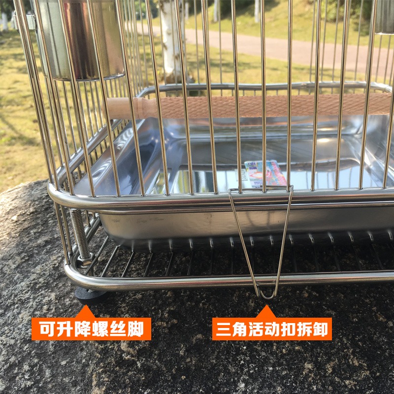 升級版不銹鋼洗澡籠 畫眉繡眼八哥鷯哥裕籠 鸚鵡鳥籠竹 四角方籠-細節圖4