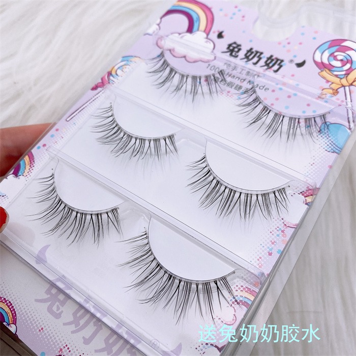 兔奶奶S08小惡魔假睫毛漫畫眼非單簇嫁接感自然長稀疏磨尖透明梗-細節圖3