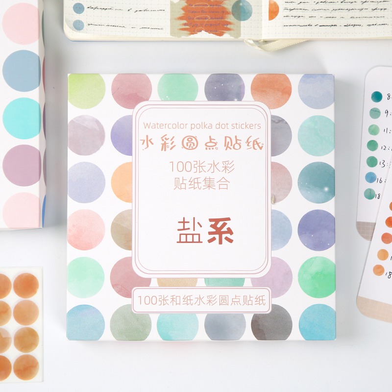 彩色手賬材料圓點貼紙鹽系ins風可愛裝飾小圖案少女心咕卡手帳圓形波點小尺寸拍立得diy標簽封口照片手杖貼畫-細節圖3