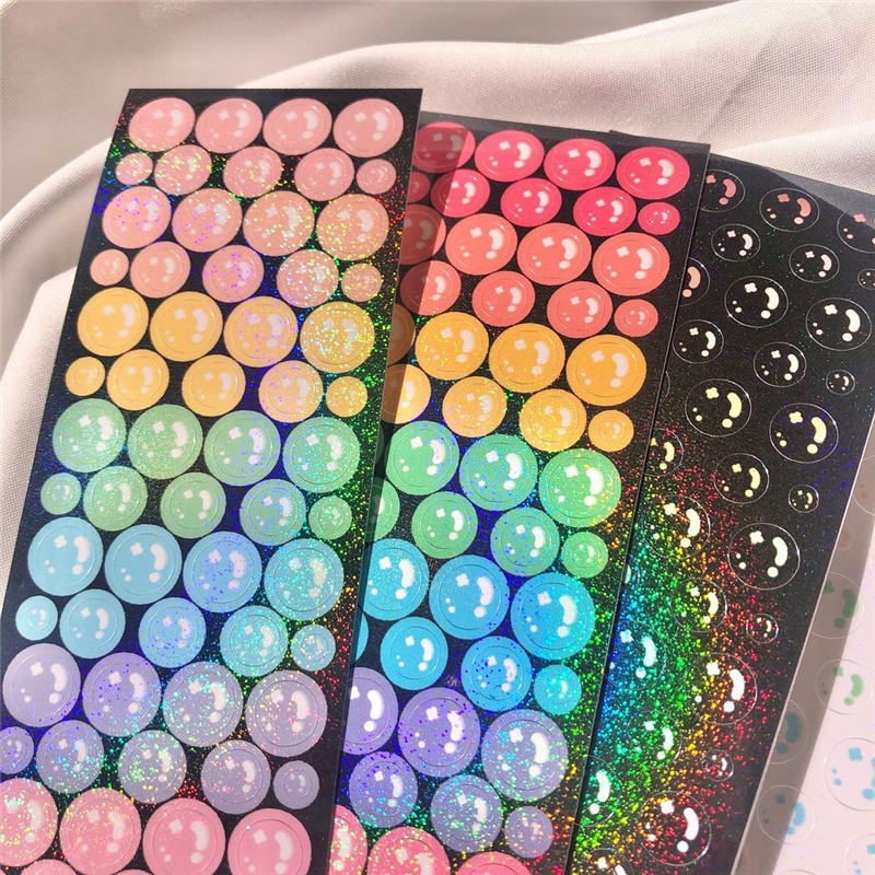韓國ins風彩色泡泡咕卡貼紙愛豆小卡裝飾手賬diy素材漸變打底貼畫-細節圖3