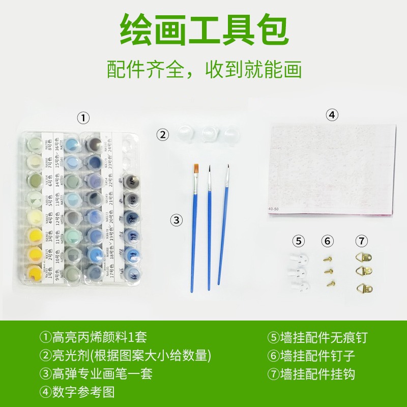 春天diy數字油畫卡通填充填色兒童手工上色裝飾畫治癒丙烯油彩畫-細節圖4