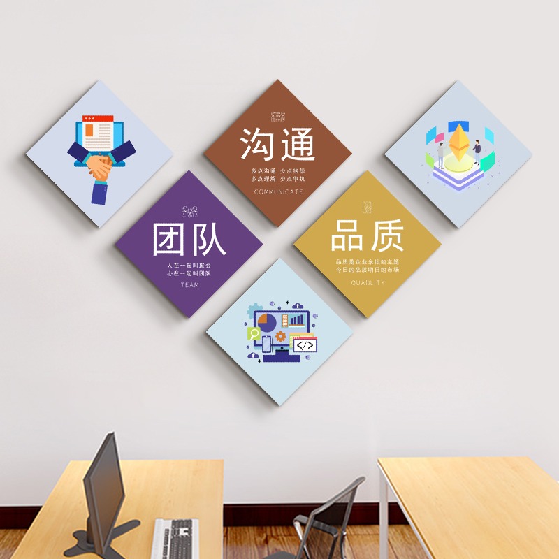 公司企業文化背景墻裝飾畫會議室勵志標語掛畫辦公室走廊過道壁畫-細節圖2