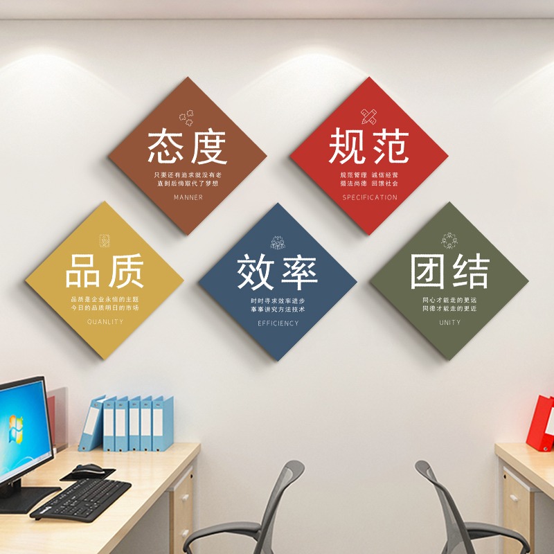 公司企業文化背景墻裝飾畫會議室勵志標語掛畫辦公室走廊過道壁畫-細節圖3