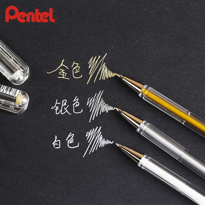 派通Pentel金屬筆中性筆 K108 照片裝飾筆 金銀筆 高光筆 簽名筆-細節圖4