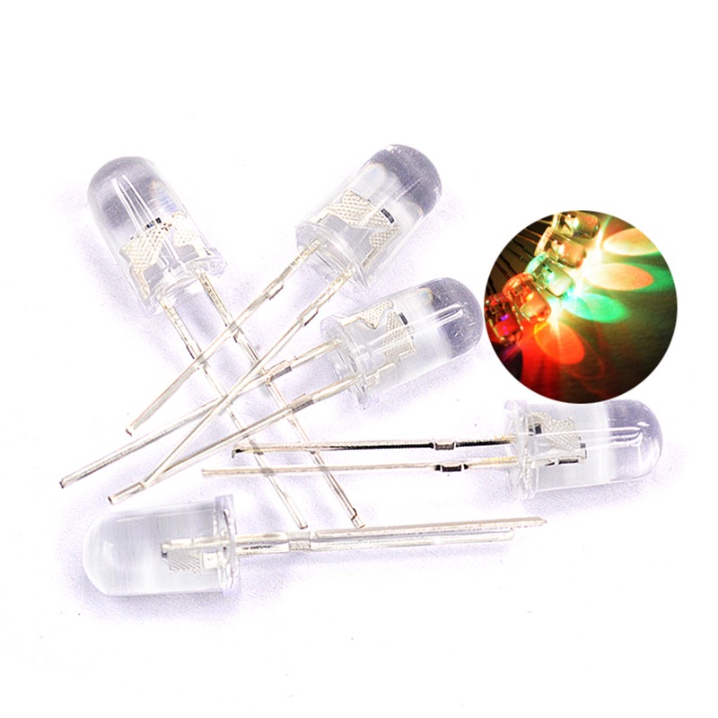 5MM LED燈 七彩發光二極管 5MM圓頭 七彩慢閃快閃交替 (20個)-細節圖2